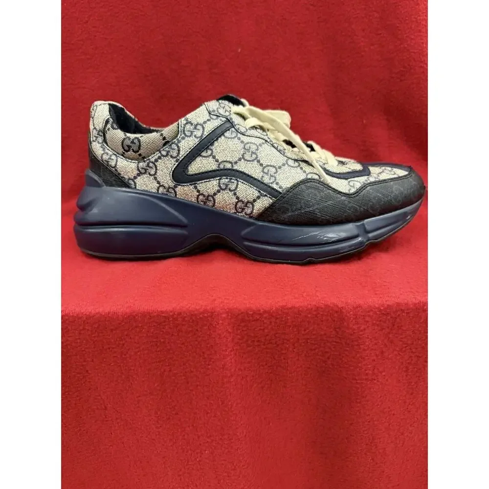 Gucci GG Rhyton Beige Blue Supreme Monogram Sneakers EU 41/ Gucci 7 /US 7.5